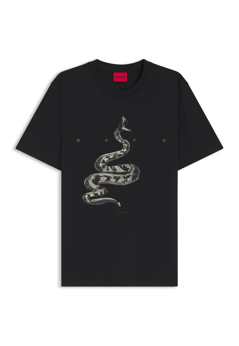 HUGO Cotton-jersey T-shirt with spaced-out logo